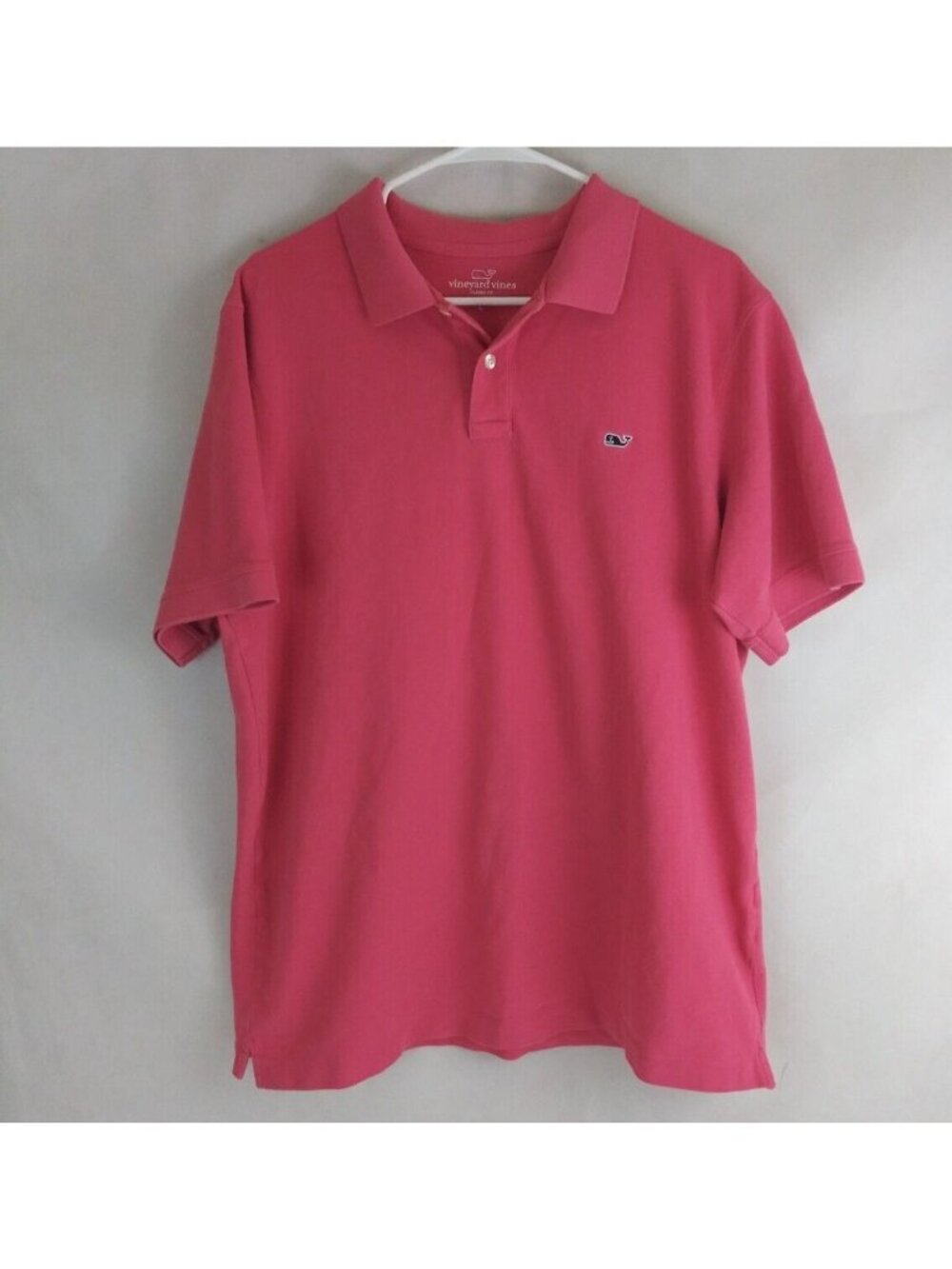 Vineyard Vines Classic Fit Men's Solid Pink Polo Shirt Size Large